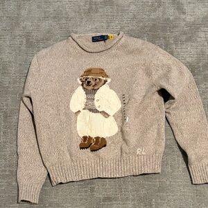 Polo by Ralph Lauren Tan Sweater with Bear Design